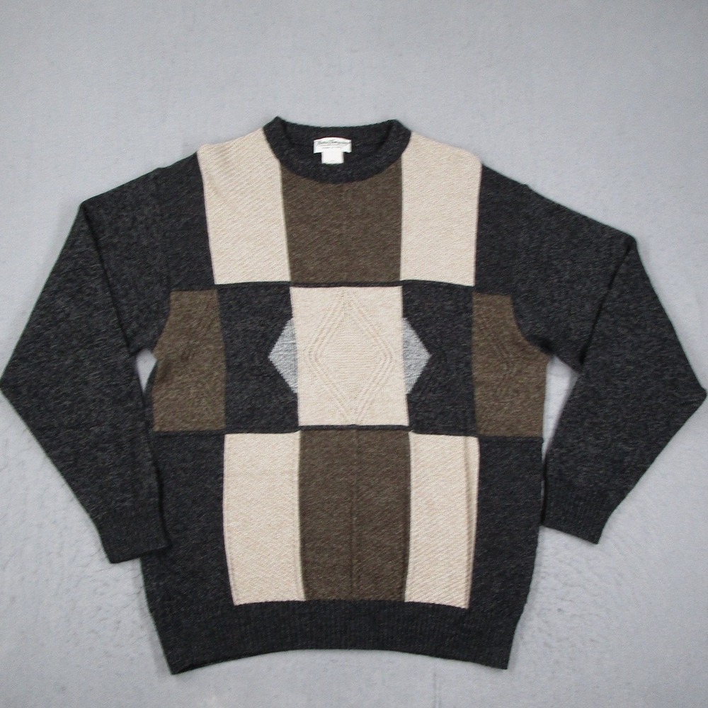 Norm Thompson Mens Merino Wool Blend Colorblock Crewneck Sweater Made in Italy L